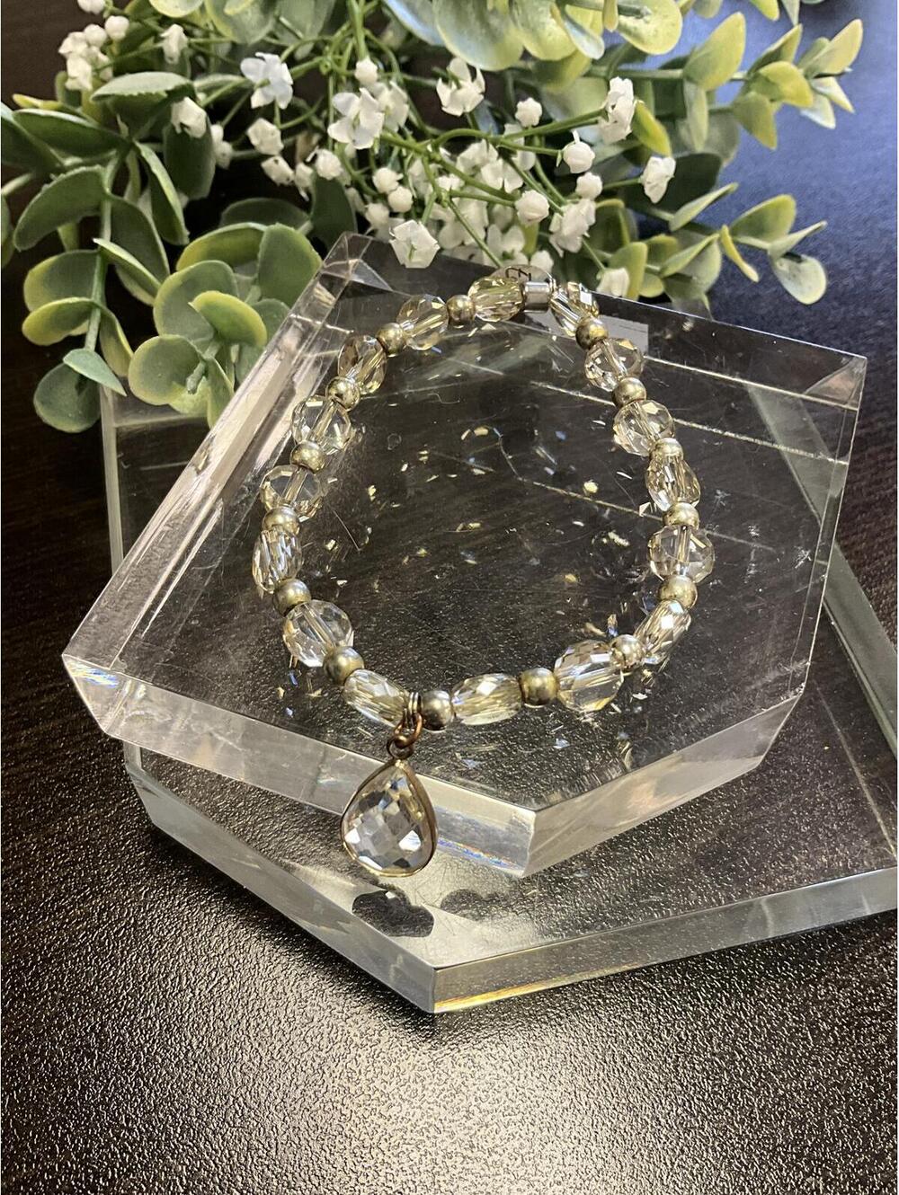 Erimish Mixed Shape Clear Beaded Charm Bracelet